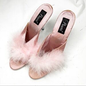 Pleaser | Pink Pu Fur Clear Heels